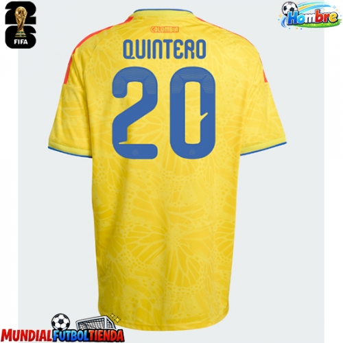 Camiseta Colombia Juan Fernando Quintero #20 Primera Equipación Replica Mundial 2026 mangas cortas